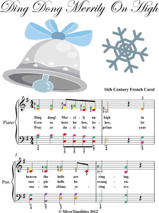 Title details for Ding Dong Merrily on High Elementary Piano Sheet Music Colored Notes by Traditional Christmas Carol - Available